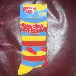 New Socks candy red Swedish fish printed crew fits